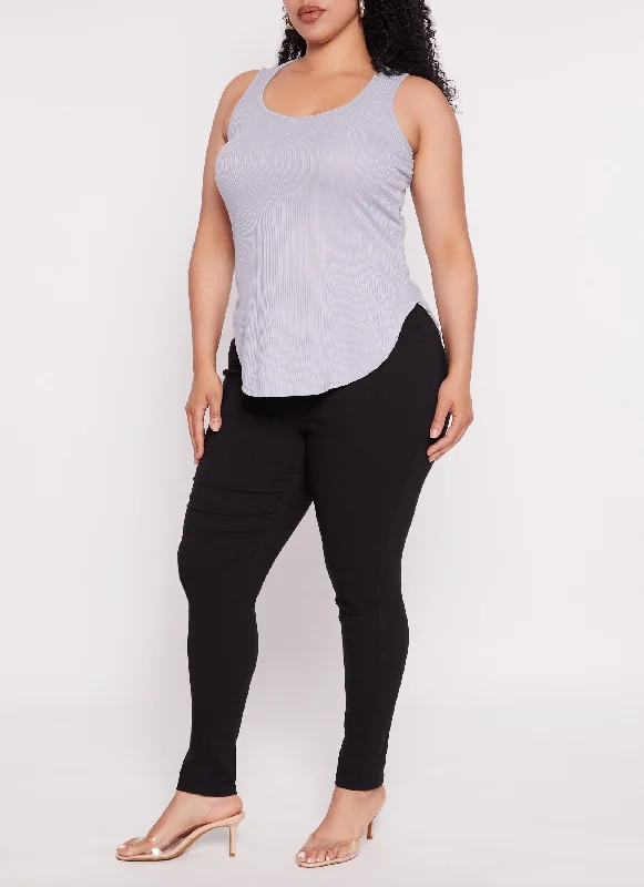 Plus Size Ribbed Scoop Neck Tank Top