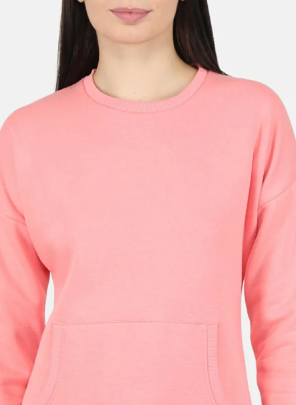 Women Pink Solid Sweatshirt