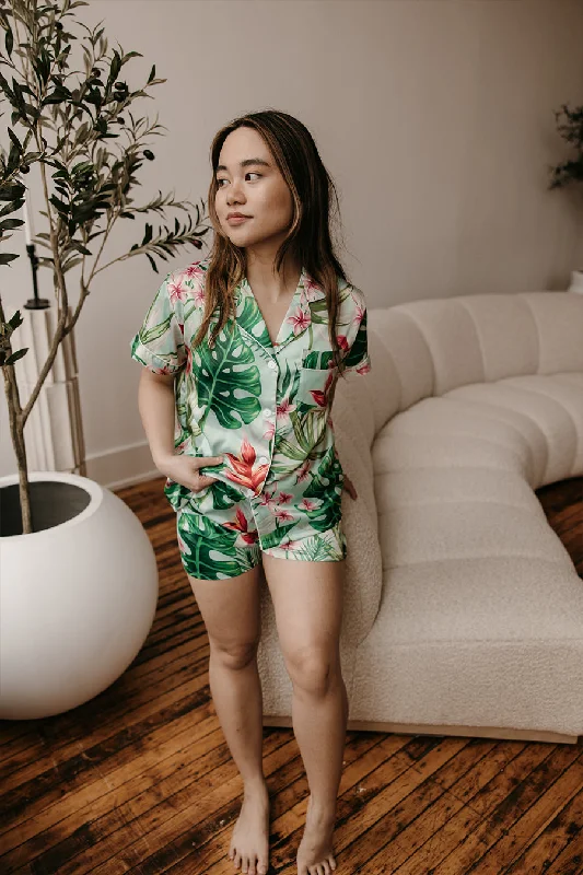 Women's Mint Tropical Shorts Set