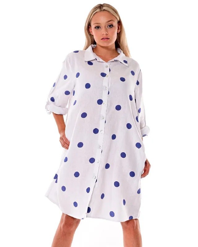 J.M.P. Fashion Women's Tops Long Sleeve Roll Up Polka Dot